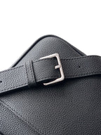 Men's Dior belt bag with square metal buckle on textured black strap