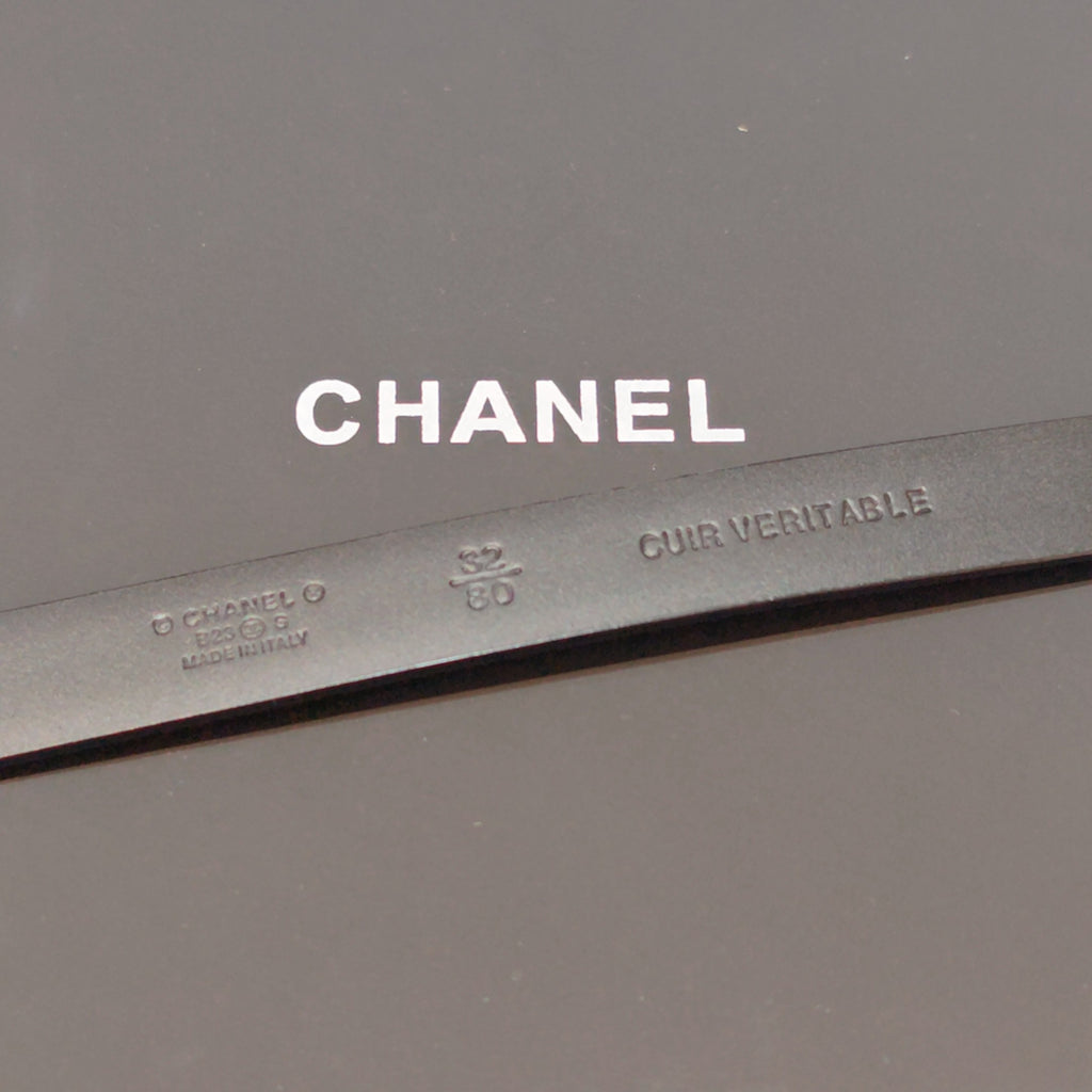 Chanel belt inner label with text 'Cuir Veritable' and size markings