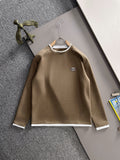 Gucci long-sleeve top in brown with white-trim collar and small chest logo