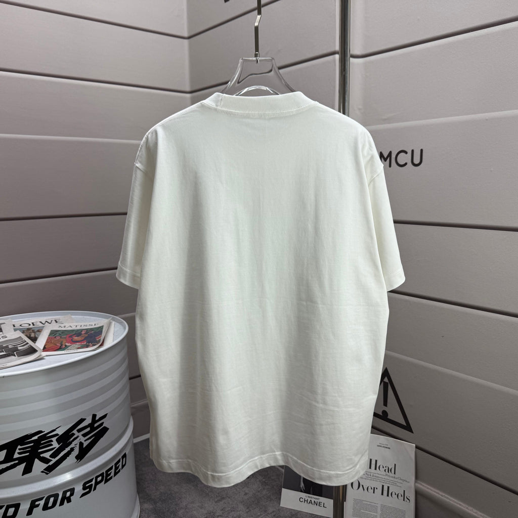 Dior short-sleeve T-shirt in white, back view with plain crew neck