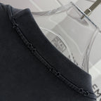 Black Dior T-shirt ribbed crew collar edge with stitching