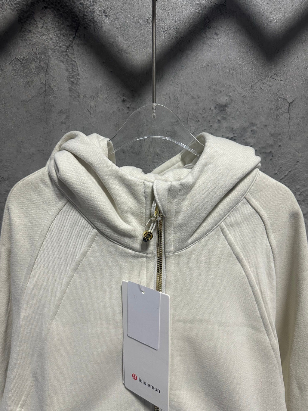 Ralph Lauren zip hoodie, light cream, hooded front with metal zipper and hanging tag