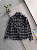 Fendi black-and-gray plaid long-sleeve shirt, button front, chest pocket