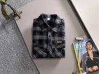 Fendi black-and-gray plaid long-sleeve shirt, button front, 2 chest pockets