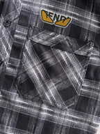 Fendi plaid shirt pocket and button placket, black-and-gray check