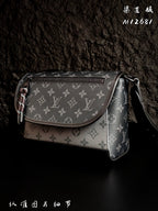 Monogram crossbody bag with flap front and side tassel detail