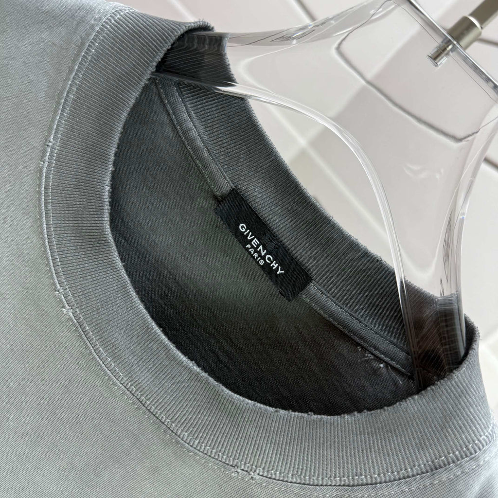 Sage green crewneck T-shirt with Givenchy neck label inside