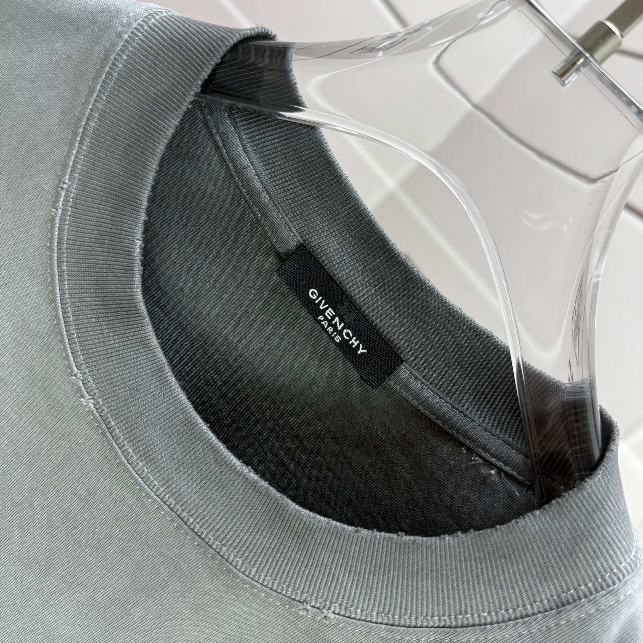 Sage green crewneck T-shirt with Givenchy neck label inside