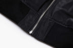 Black long pants leg with front zipper and ribbed cuff