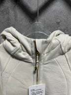 Ralph Lauren zip-up hoodie hood with gold zipper, drawstring, and size tag