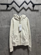 Ralph Lauren zip-up hoodie in light cream with hood, front zipper, and tag