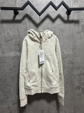 Cream zip-up hoodie with hood and front pouch pocket