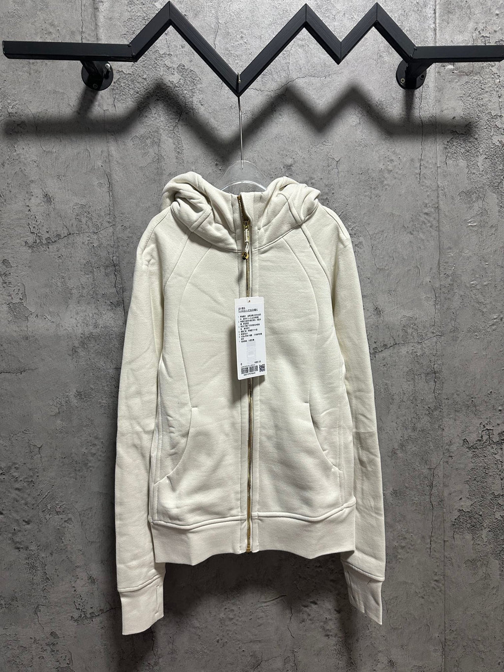 Ralph Lauren off-white zip-up hoodie with hood and front zipper