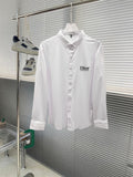 Long-sleeve white button-up shirt with Dior logo on chest