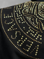 Versace crewneck sweatshirt rhinestone scrolling logo on dark fabric