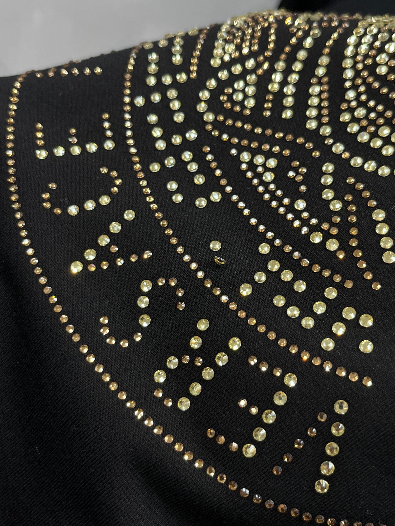 Versace crewneck sweatshirt rhinestone scrolling logo on dark fabric