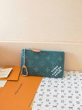 Louis Vuitton small bag in teal monogram canvas with zipper and detachable chain strap