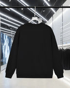 Black long-sleeve sweatshirt, plain back view with crew neckline