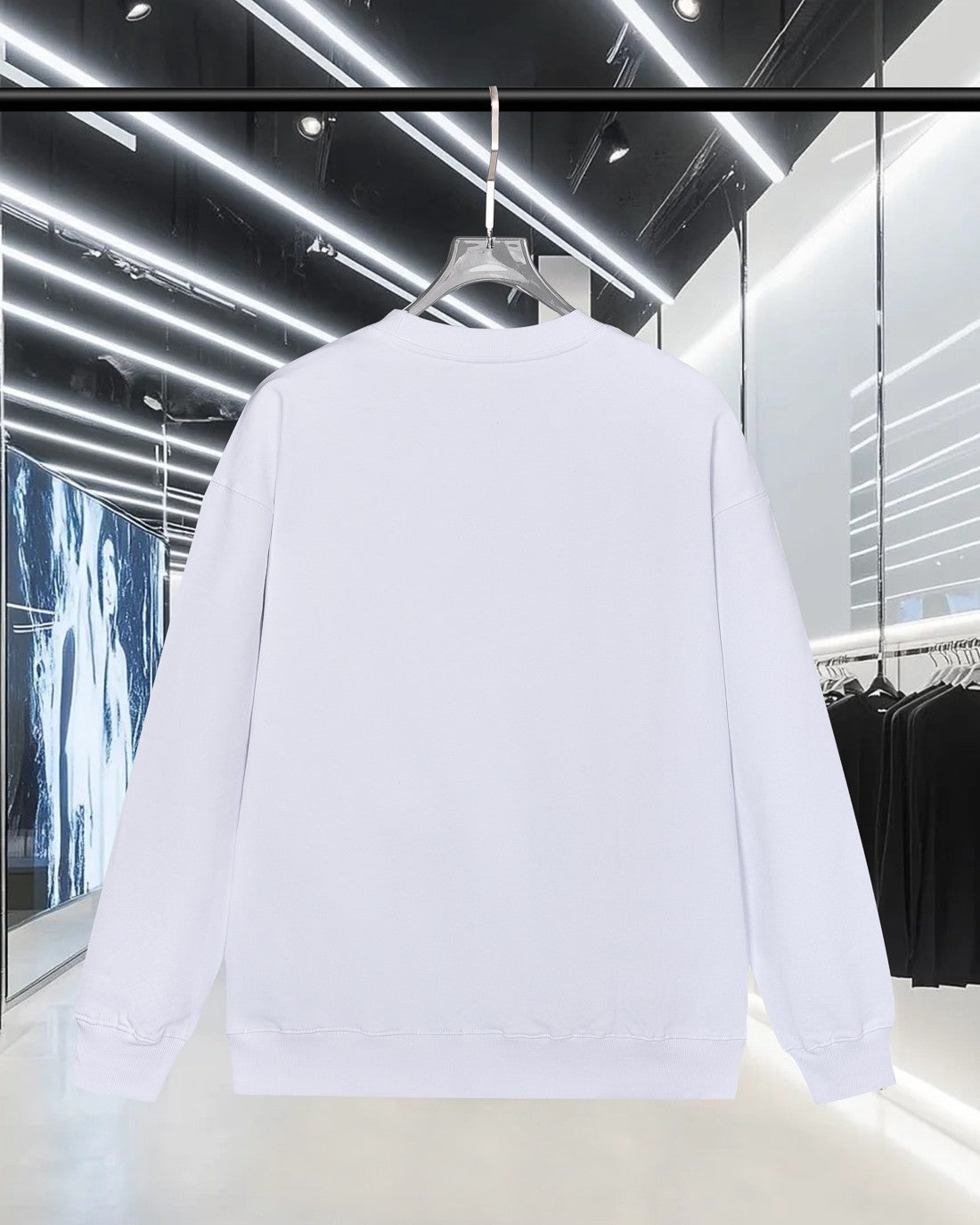 White Moncler long-sleeve sweatshirt, back view