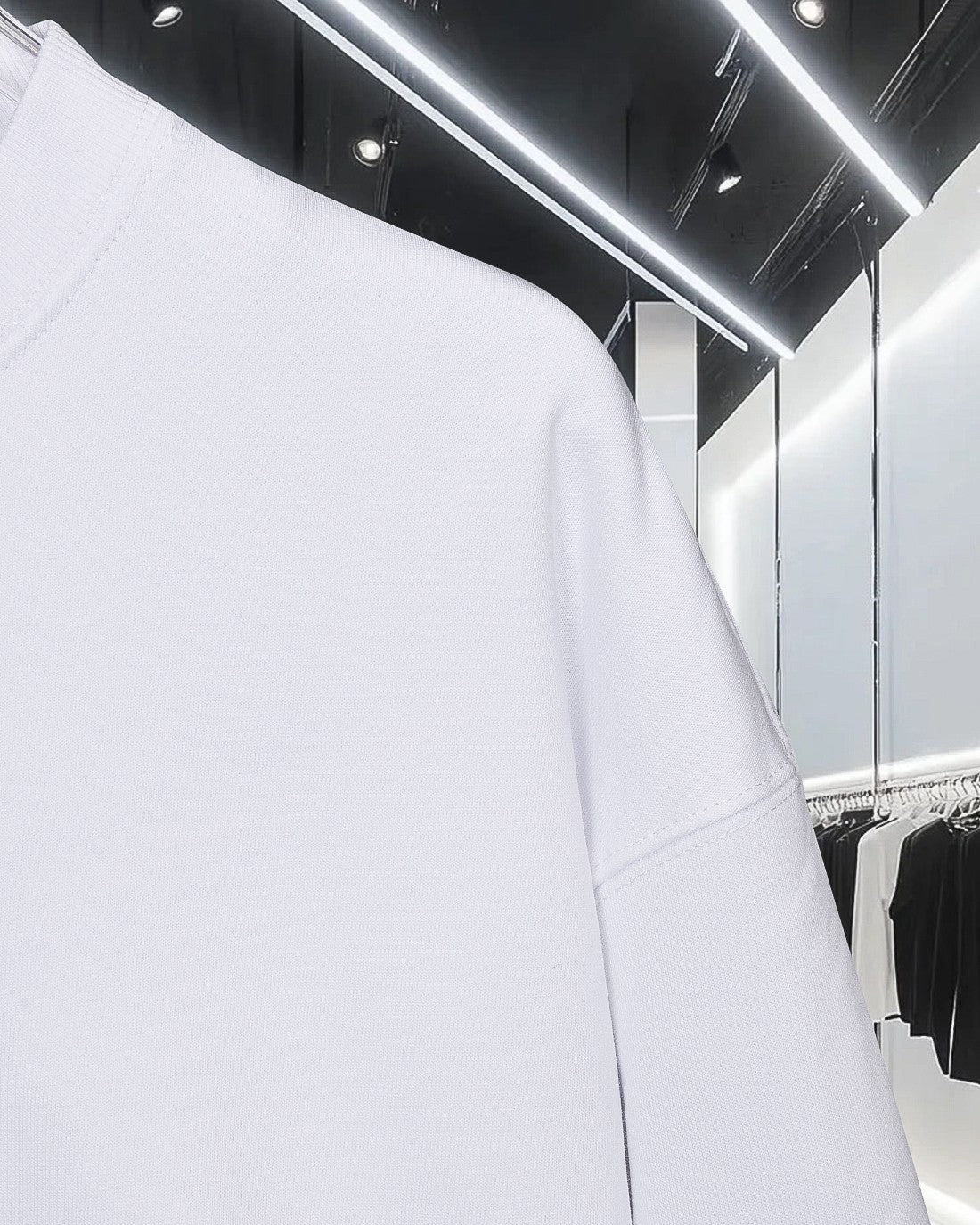 White Moncler sweatshirt sleeve with stitched shoulder seam