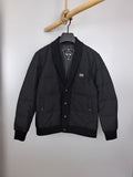 Louis Vuitton black quilted jacket with button front and ribbed knit collar