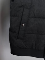Prada puffer jacket with front placket pocket and ribbed hem cuff