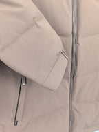 Prada puffer jacket taupe with zip and adjustable drawstring cuff