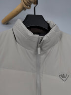 Light beige padded jacket collar with full-zip and Prada emblem