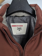 Prada long padded jacket, inner label at neckline with black mesh lining