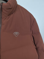 Prada long padded jacket, maroon-brown, small chest logo on front