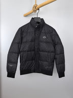 Burberry long black puffer jacket with full zip and stand collar
