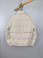 Louis Vuitton white puffer jacket back view with horizontal quilting