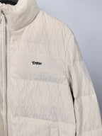 Louis Vuitton white puffer jacket with small chest logo on zip front