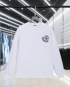 White Moncler long-sleeve sweatshirt with front crest logo