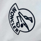 Moncler crest logo print on white sweatshirt