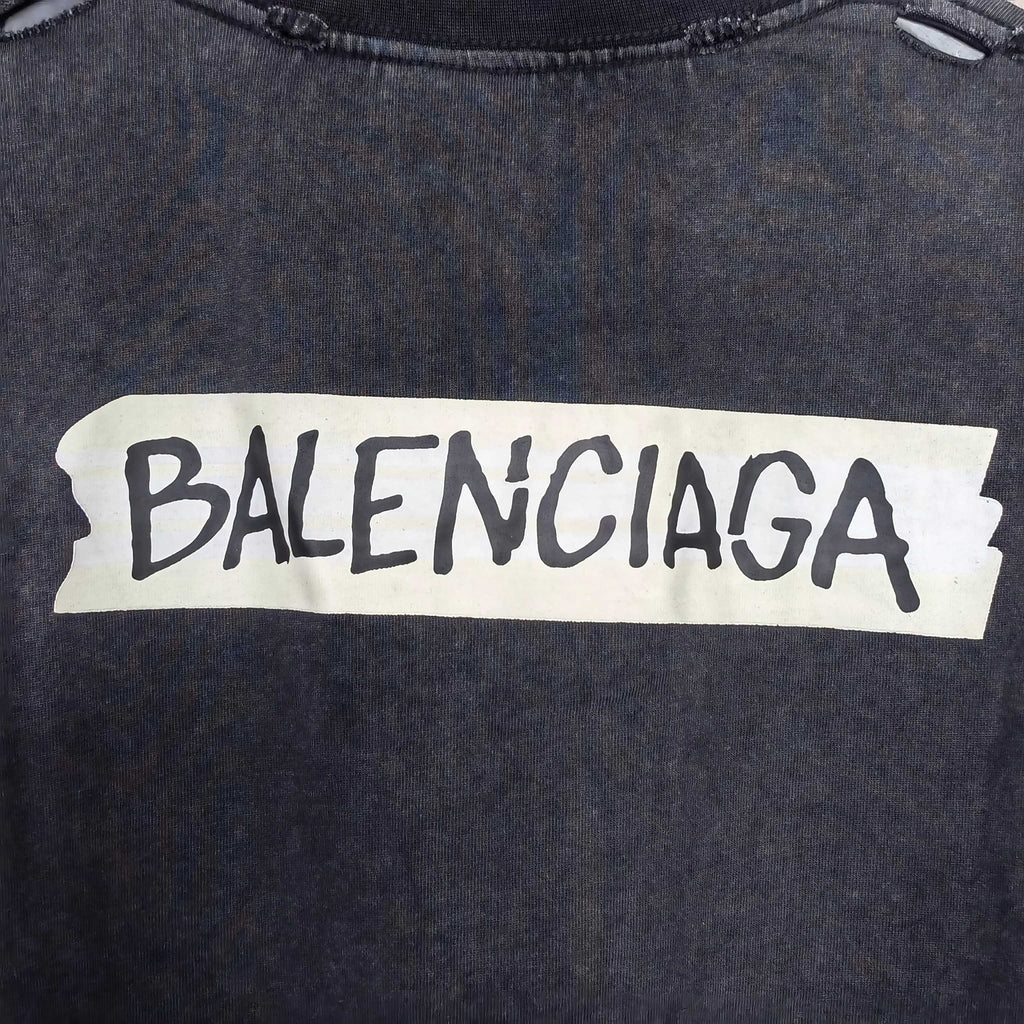 Balenciaga long-sleeve top with BALENCIAGA wordmark print across chest
