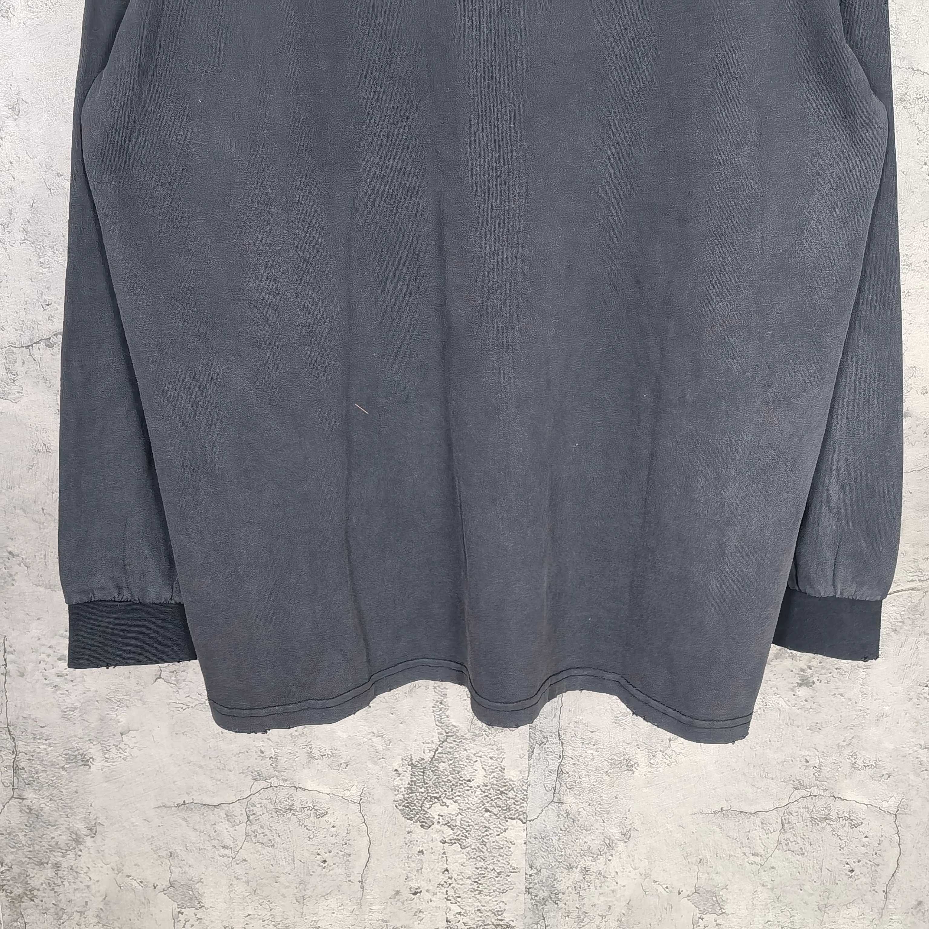 Balenciaga long-sleeve top in dark gray, relaxed fit with ribbed cuffs