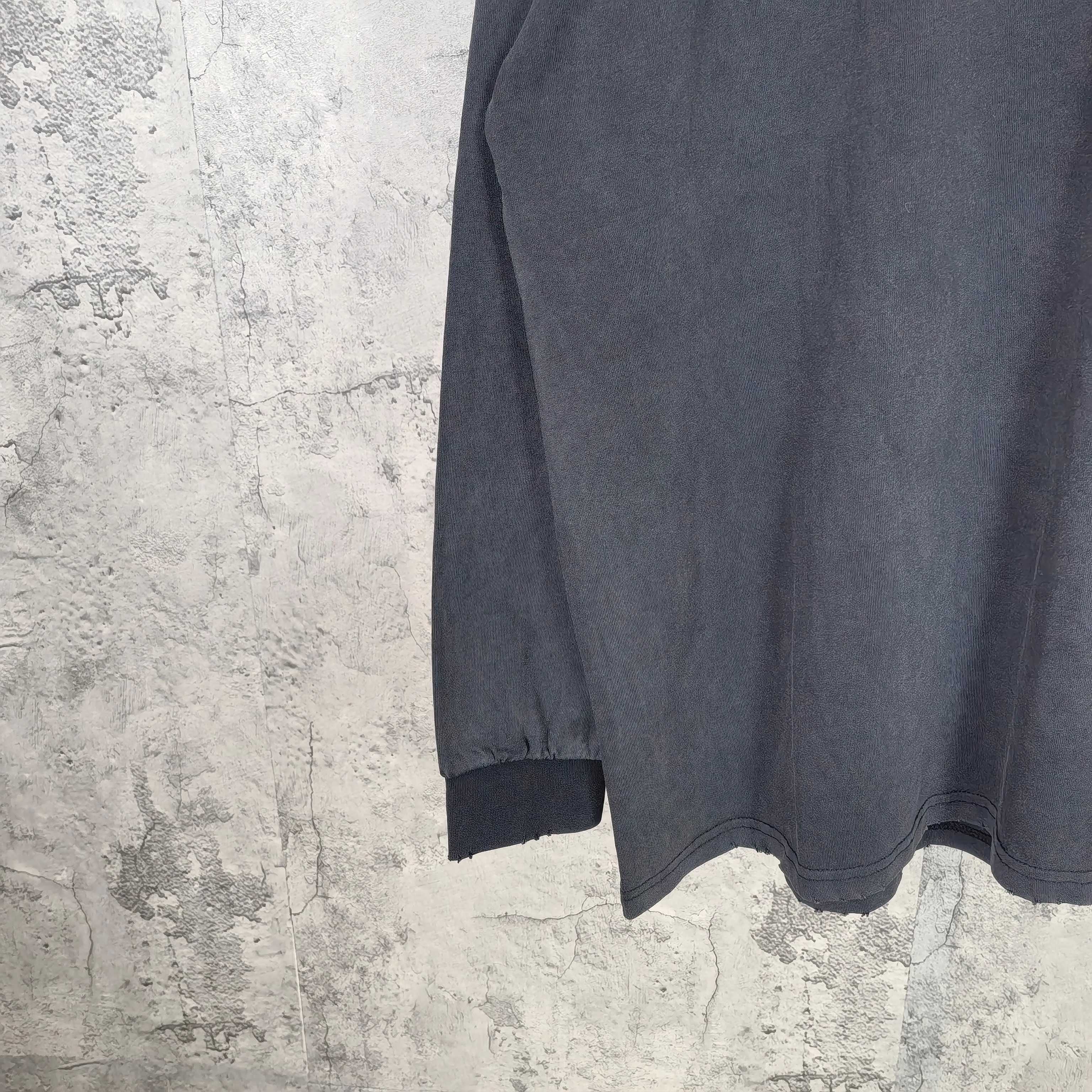 Balenciaga long-sleeve top sleeve and hem, dark charcoal gray