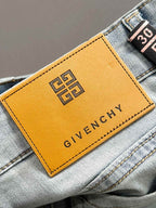 Givenchy jeans leather logo patch on waistband