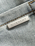 Givenchy denim fabric label, close-up with brand text