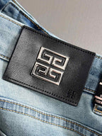 Givenchy denim jeans black logo patch with Greek-key emblem