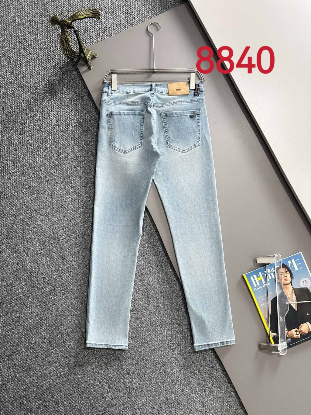 Louis Vuitton light blue denim jeans with front pockets and belt loops