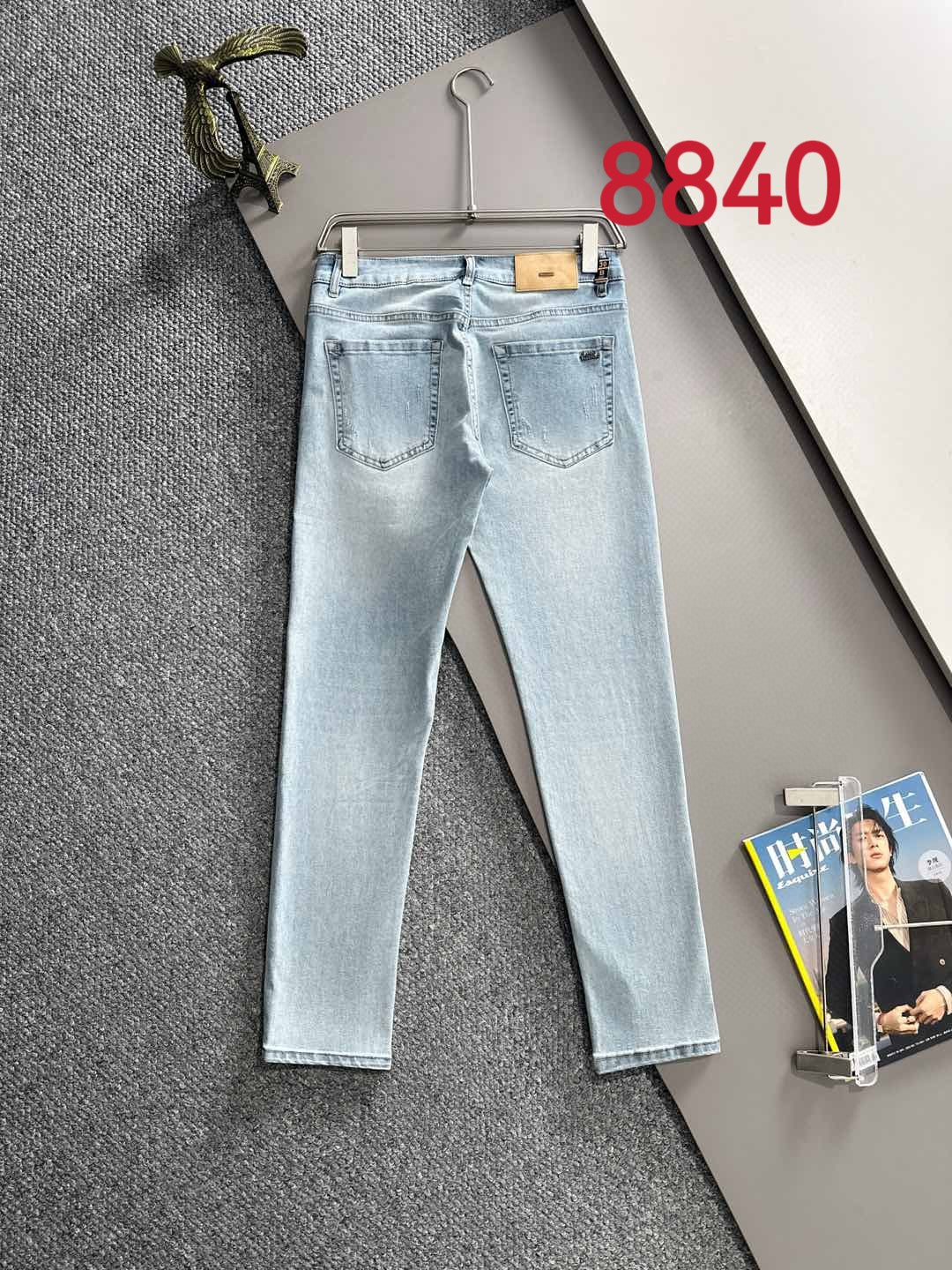 Louis Vuitton light blue denim jeans with front pockets and belt loops