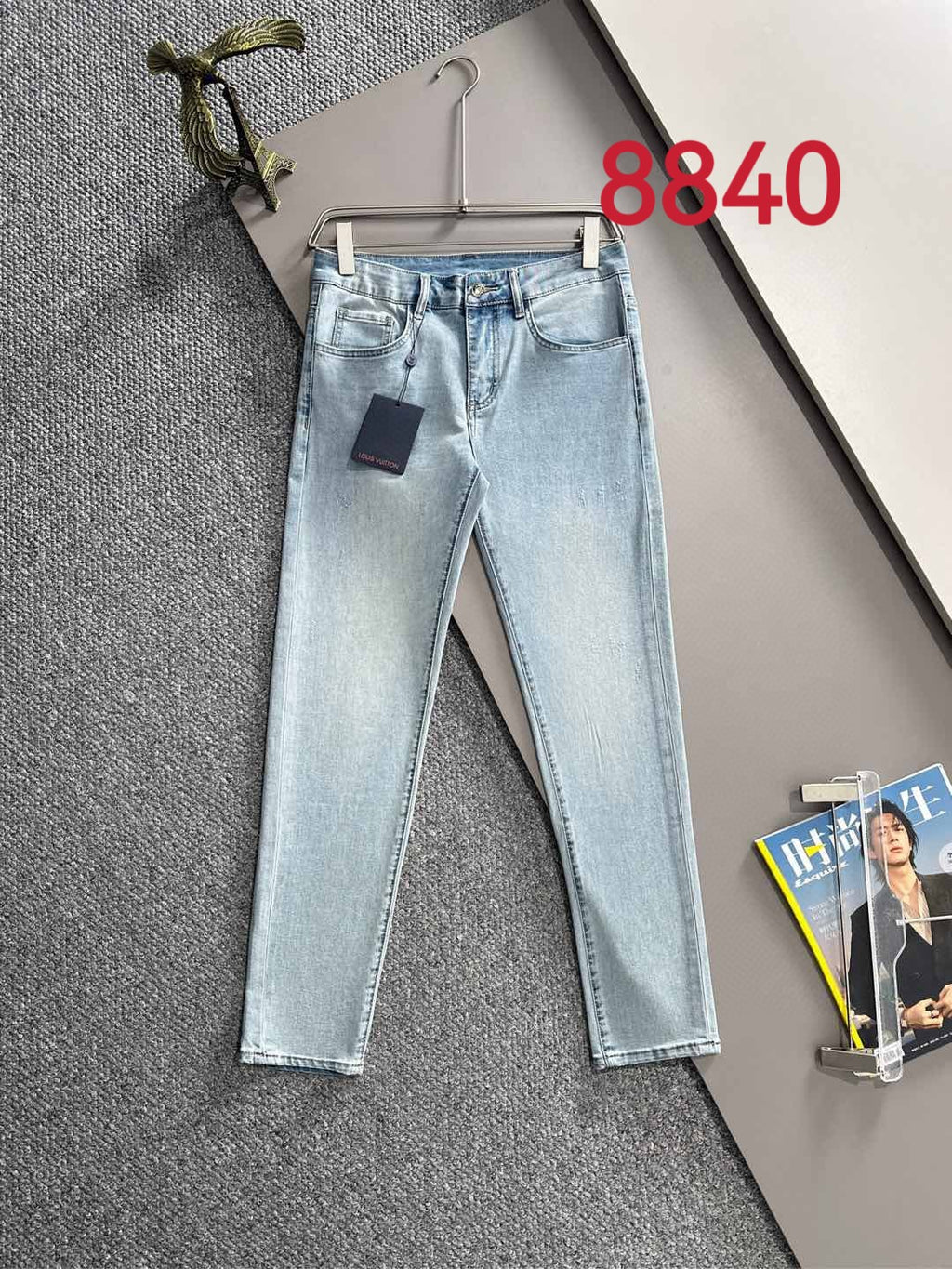 Louis Vuitton light blue denim jeans with small label on waistband and belt loops