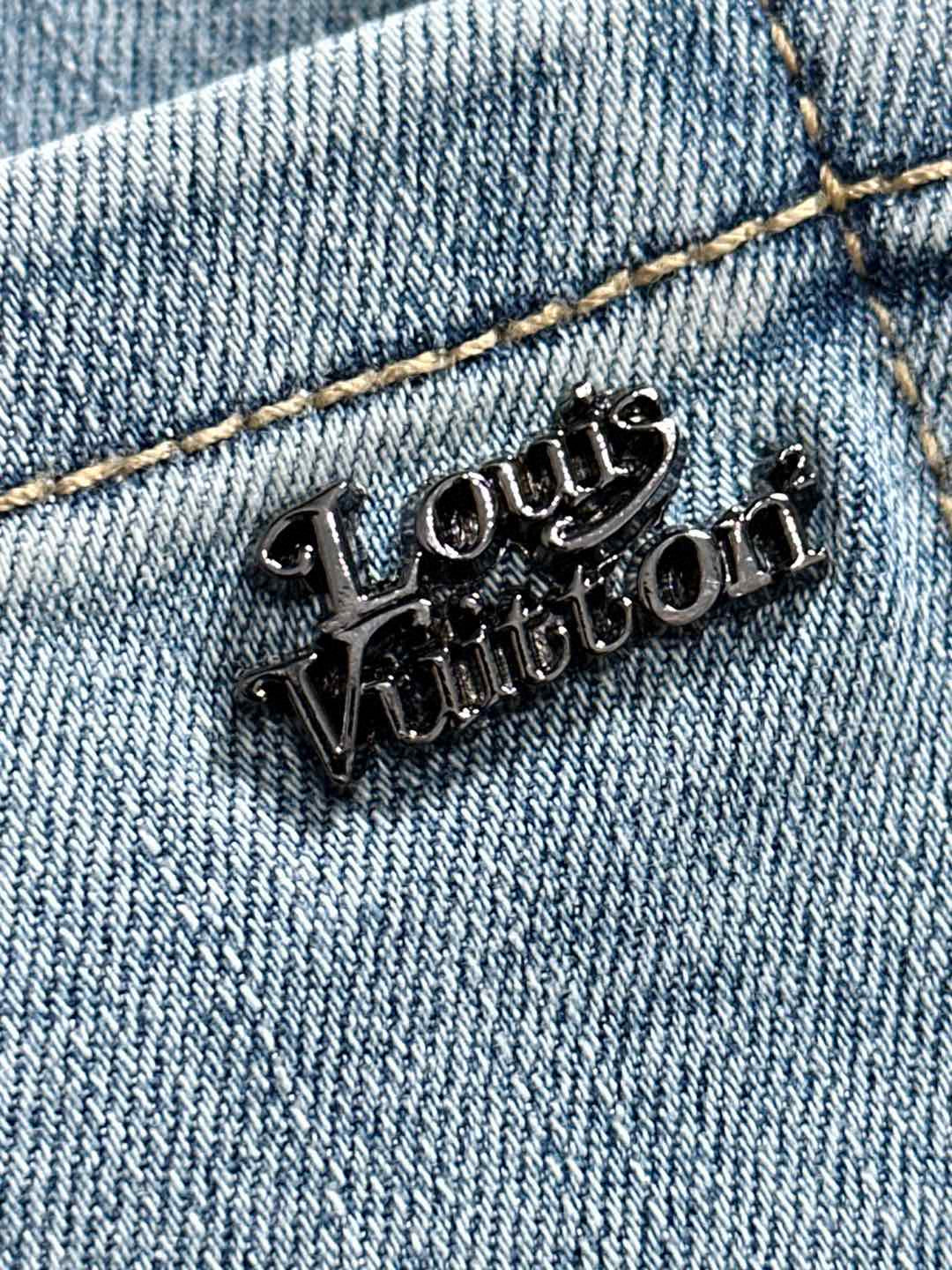 Louis Vuitton logo embroidery on denim