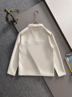 Dior long-sleeve polo shirt back view on hanger, light cream