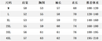 Size chart table showing M to 4XL measurements for chest and sleeve length