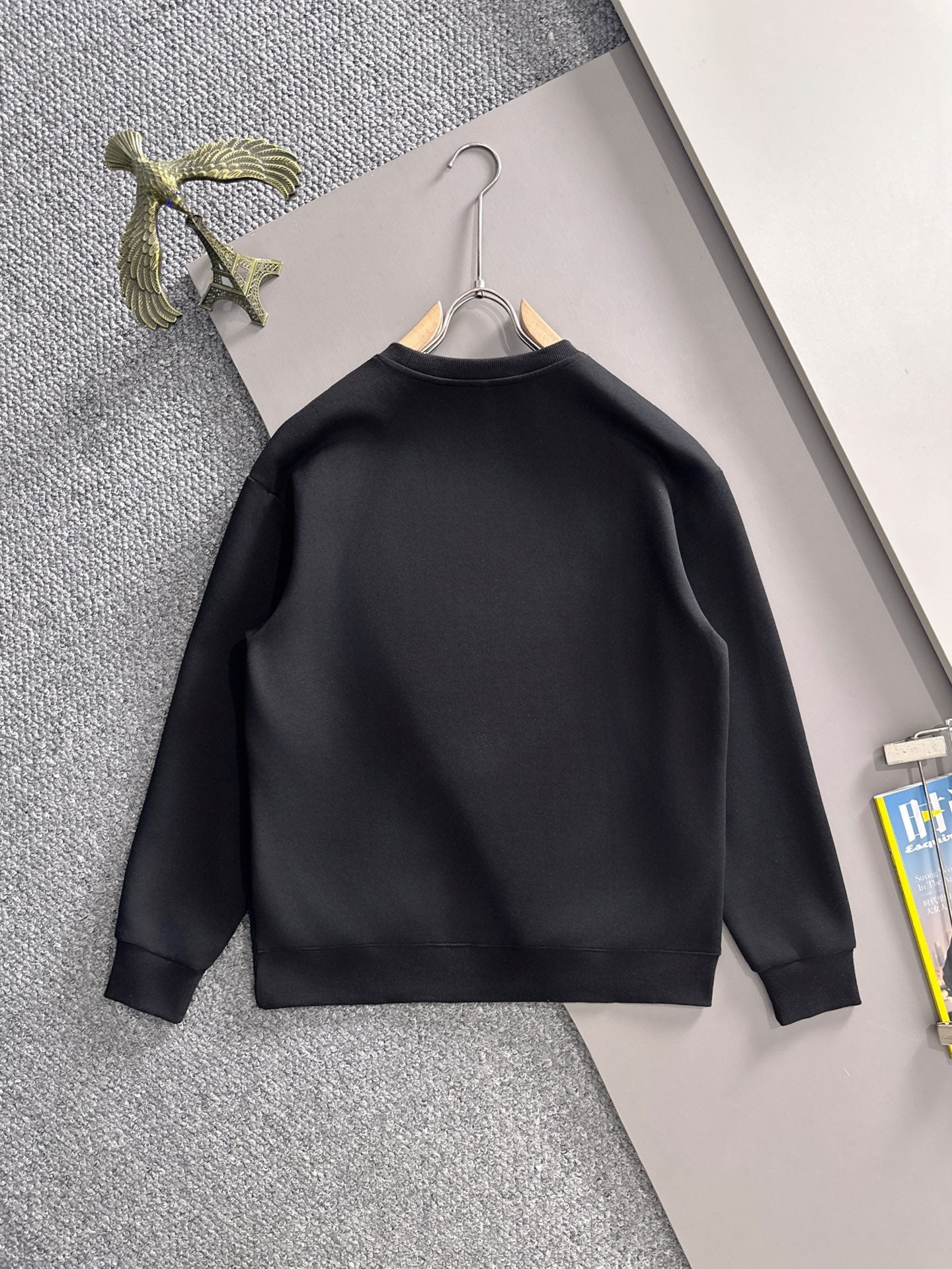 Fendi black long-sleeve crewneck sweatshirt front view with logo patch