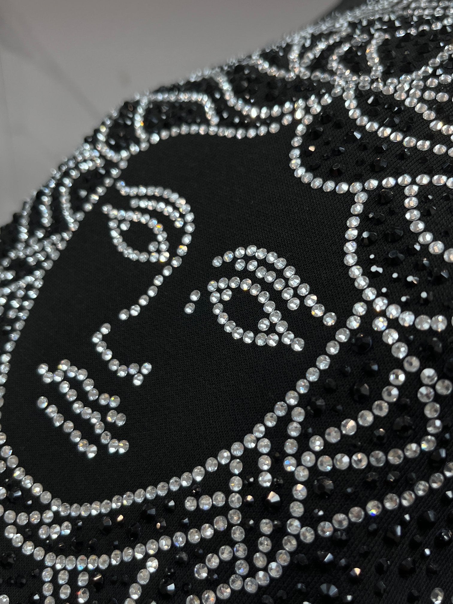 Versace black sweatshirt rhinestone geometric Medusa emblem detail
