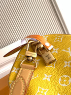 Louis Vuitton yellow monogram handbag with gold chain and logo plate detail